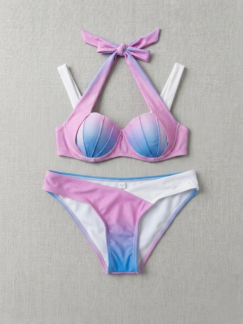 Pink to Blue Ombre Shell Bikini Set
